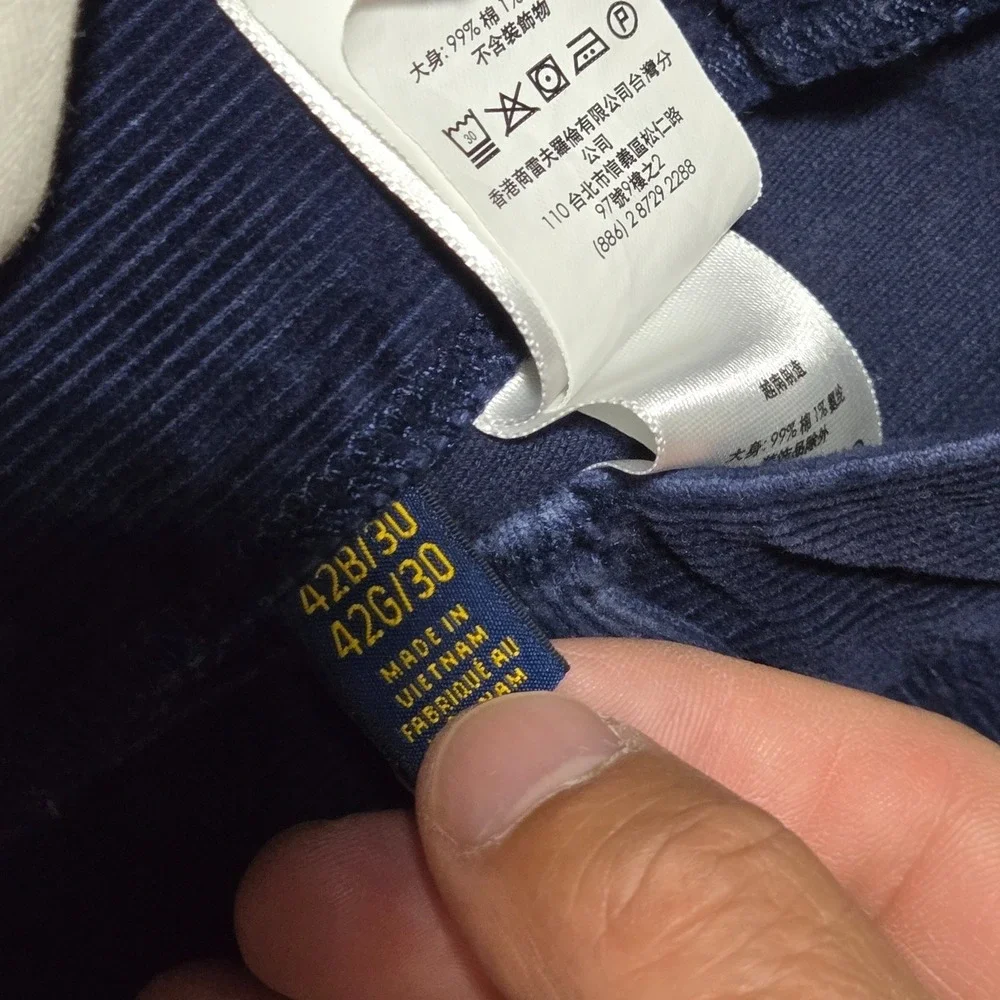 Polo‎ Ralph Lauren Corduroy Pants Mens Size 42 Big 42x30 Blue Preppy